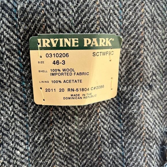 NWT Vintage Tweed Wool Sport Coat Jacket Men 46L Herringbone Gray Irvine Park - Picture 7 of 11